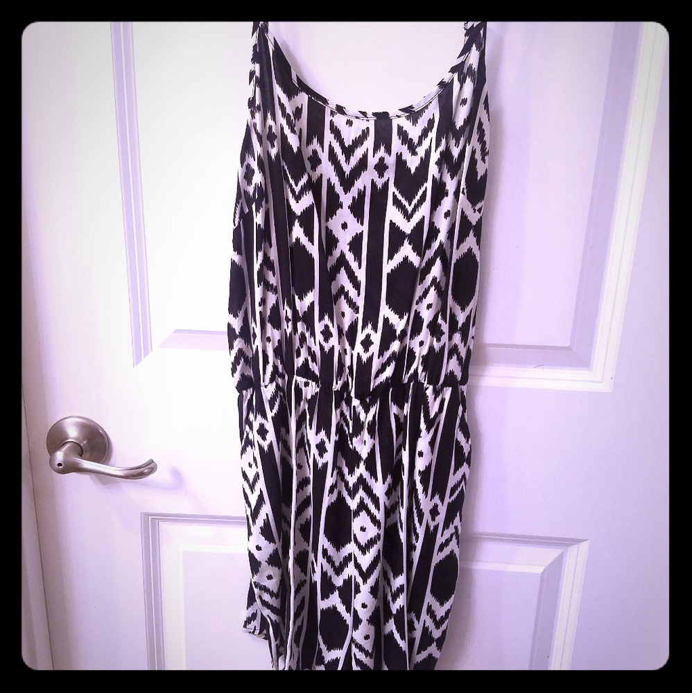 Black and white Aztec romper with pockets